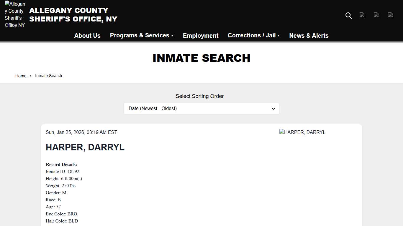 Inmate Search Allegany County Sheriff’s Office NY